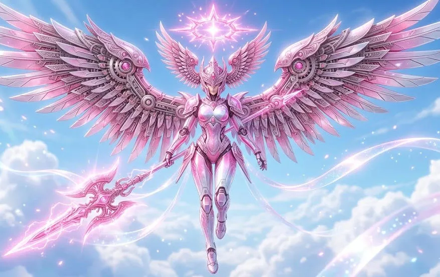 Pink mecha angel image generated using GPT Image 2 prompts